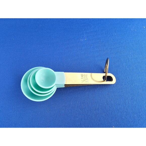 Set Of 4 Gold/Turquois Measuring Spoons - Picture 1 of 4